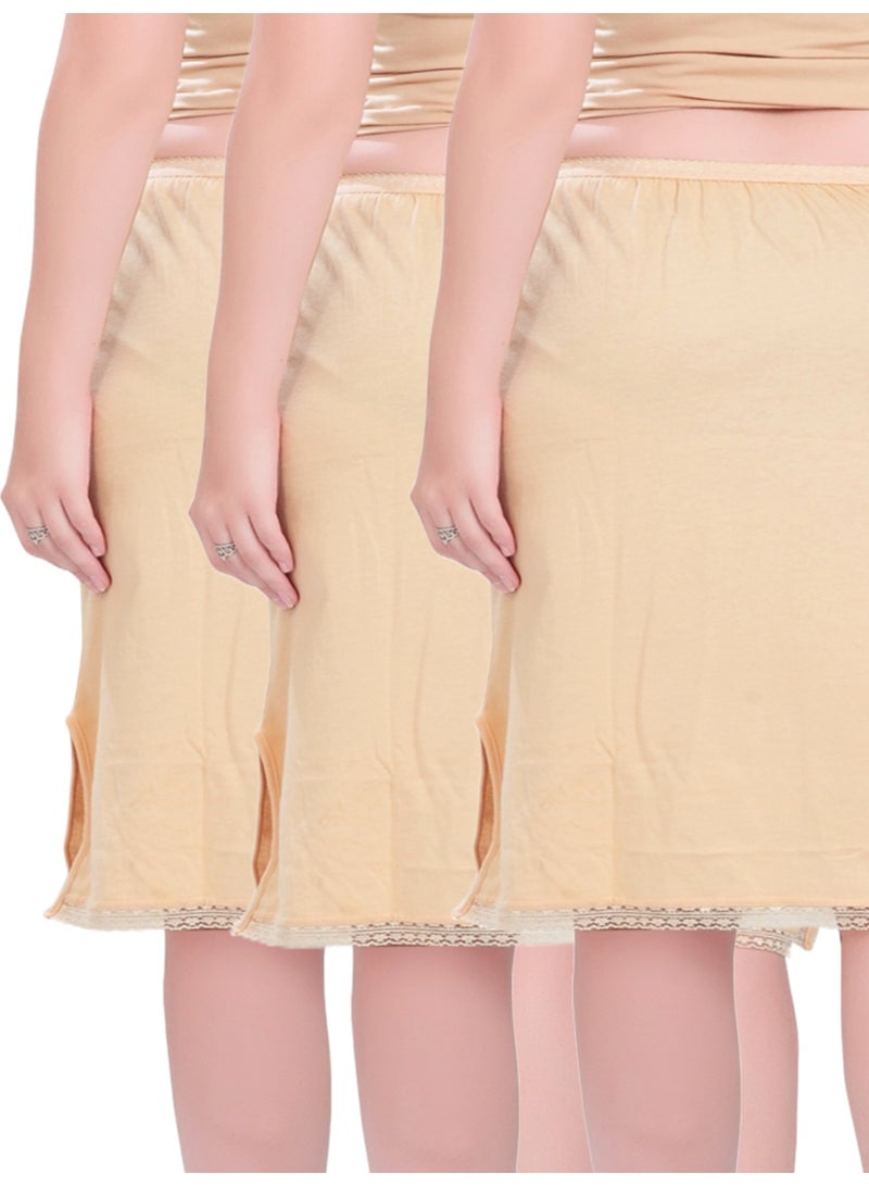 mybody Mini Skirt Combo Pack of 3 for Women – Skin Color – High Waist Stretchable Inskirts for Sarees, Kurtis & Dresses – Sizes S to 3XL  - Image 3