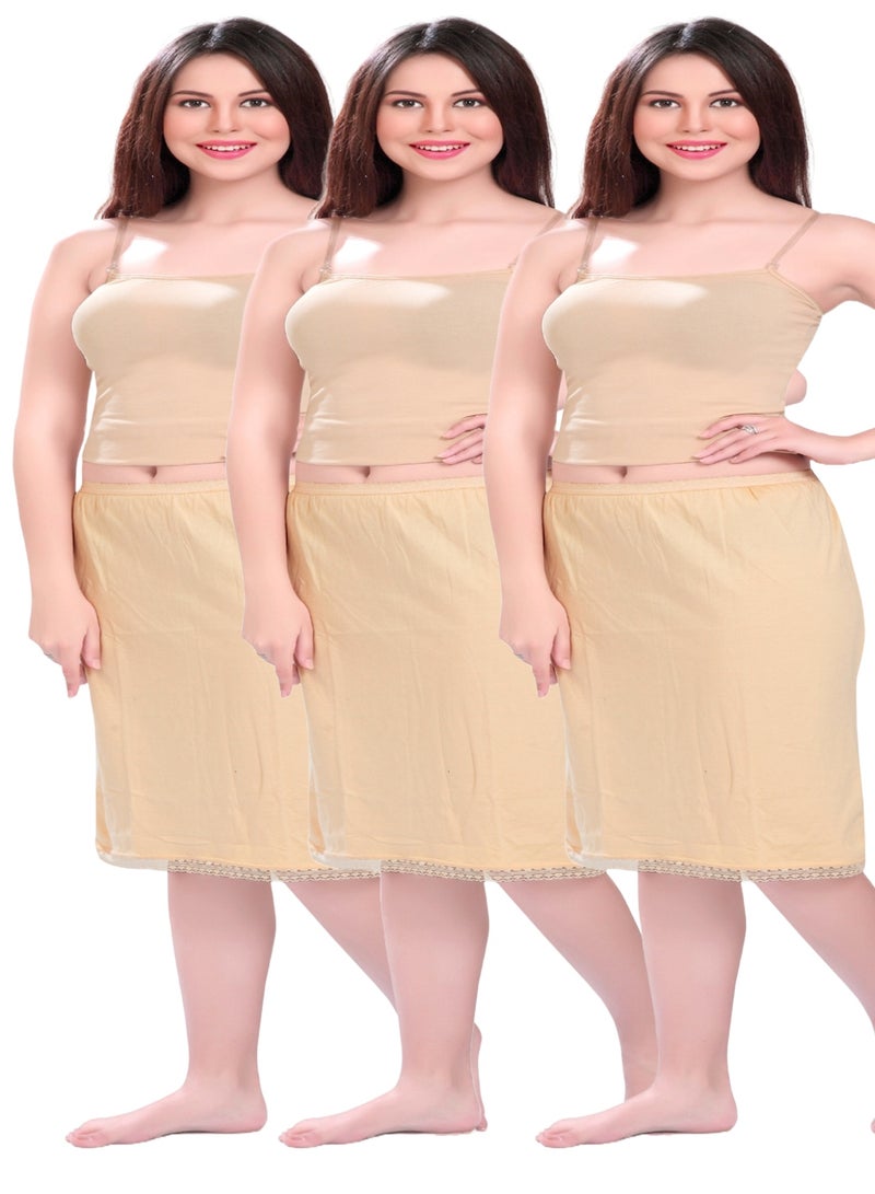 mybody Mini Skirt Combo Pack of 3 for Women – Skin Color – High Waist Stretchable Inskirts for Sarees, Kurtis & Dresses – Sizes S to 3XL  - Image 1