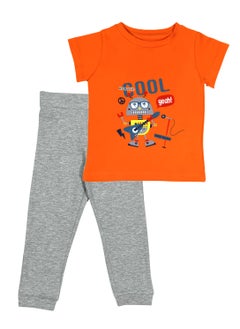 Cool Robot Set (Orange T-shirt + Grey Sweatpants)
