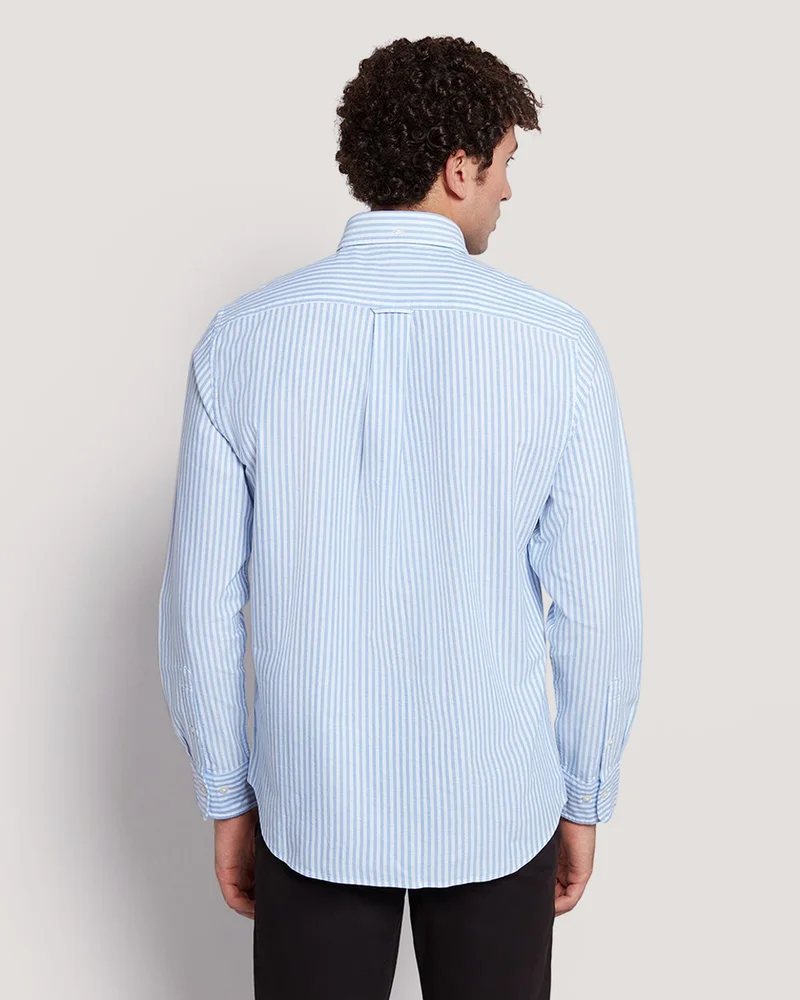 غانت قميص أوكسفورد مخطط رجالي بقصة عادية من قطن جانت