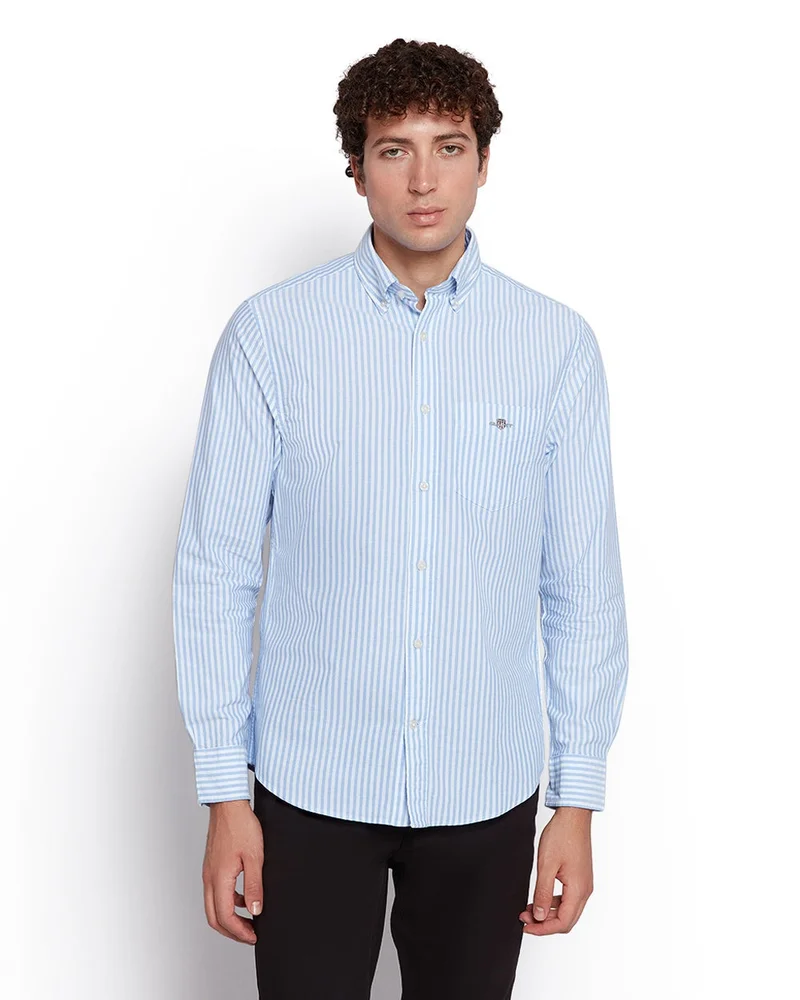 غانت قميص أوكسفورد مخطط رجالي بقصة عادية من قطن جانت