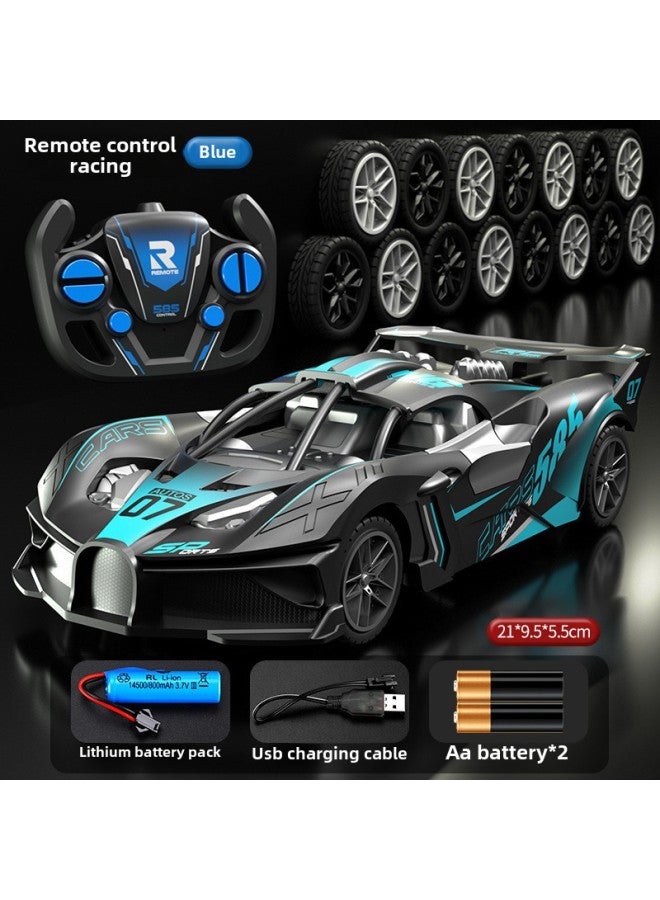 Children's Toy Racing Remote Control Racing Sports Car Electric High-speed Car Car Remote Control Car Toy Stall-Color:Small Bugatti Sports Car-black And Blue-Scale:A Set Of Body Rechargeable Batteries - Image 1