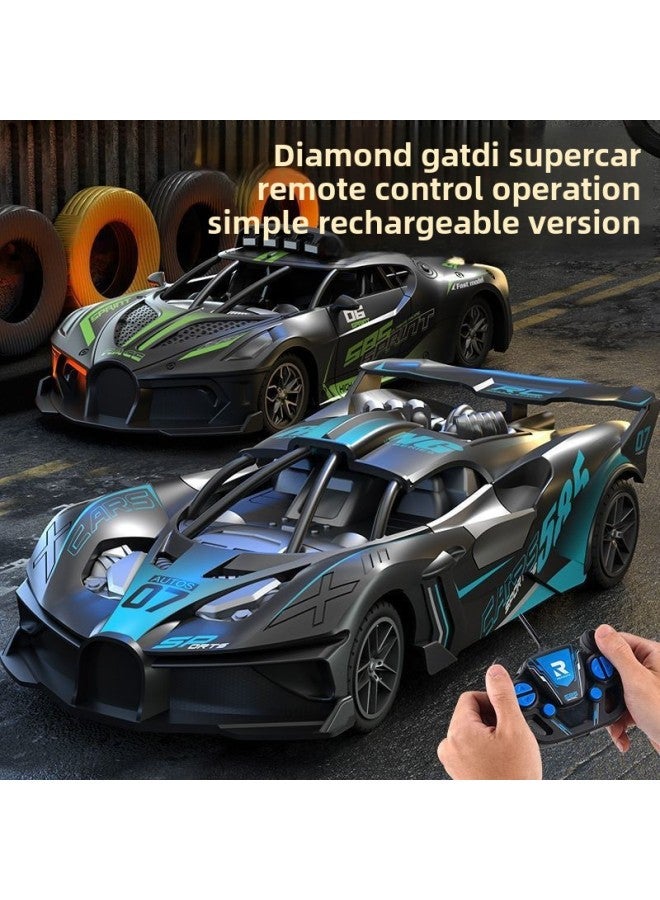 Children's Toy Racing Remote Control Racing Sports Car Electric High-speed Car Car Remote Control Car Toy Stall-Color:Small Bugatti Sports Car-black And Blue-Scale:A Set Of Body Rechargeable Batteries - Image 2