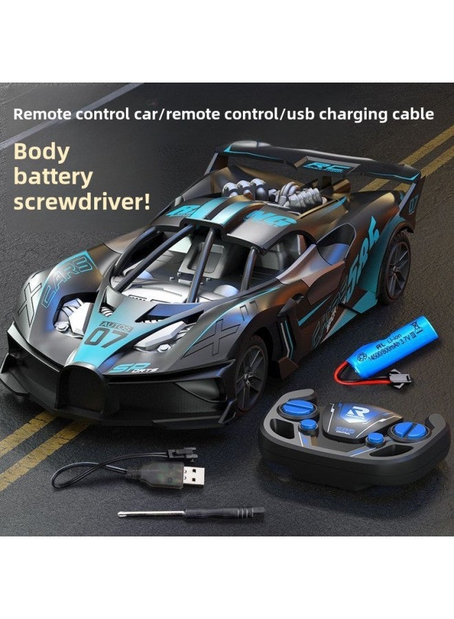 Children's Toy Racing Remote Control Racing Sports Car Electric High-speed Car Car Remote Control Car Toy Stall-Color:Small Bugatti Sports Car-black And Blue-Scale:A Set Of Body Rechargeable Batteries - Image 3