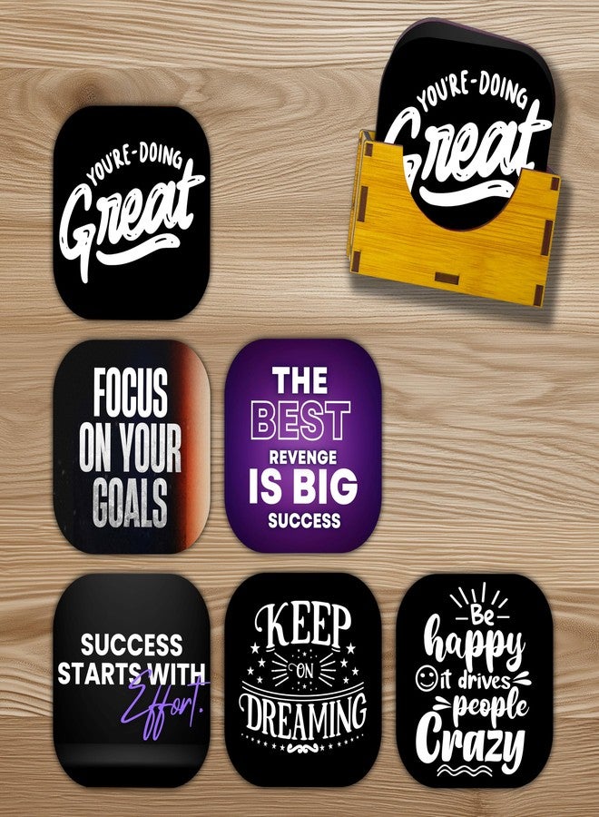 TURTLEWINGS TW Square Coaster Set of 6 Motivational Quote Designs Wooden Coasters with Stand (3.5 Inch) | Inspiring Desk Coasters for Office, Study & Home Décor | Gift for Friends, Entrepreneurs & Students - Image 1