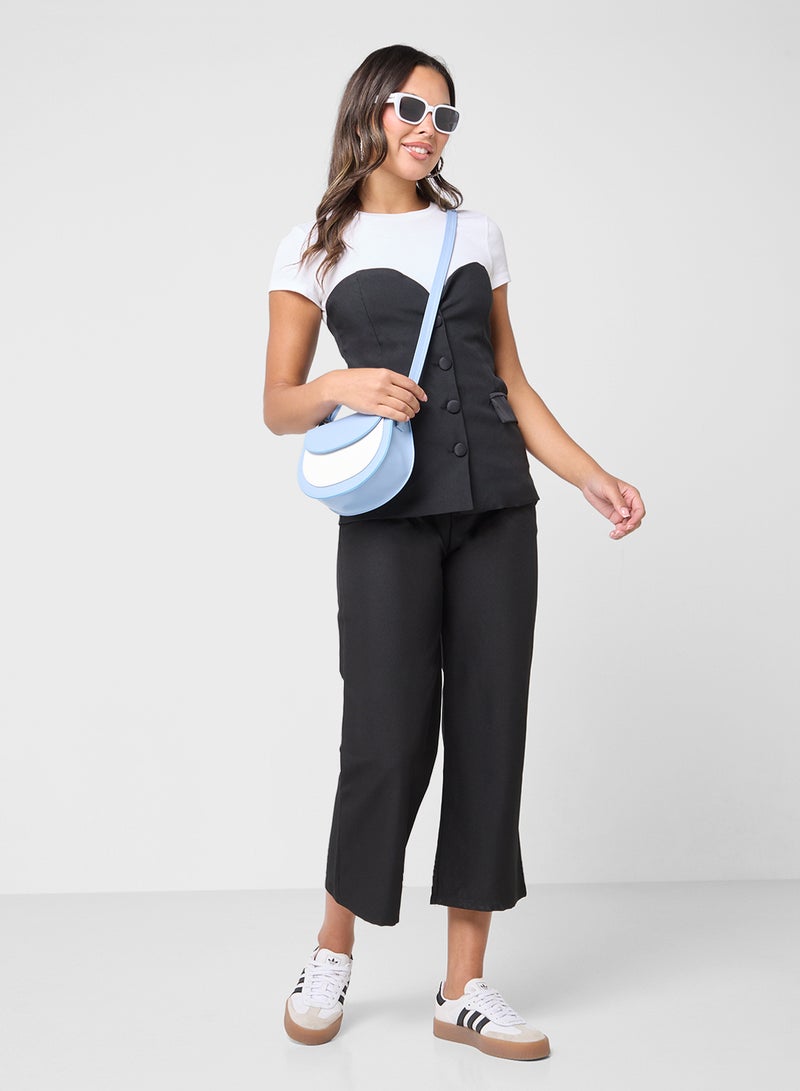 Ginger Sweetheart Neckline Off Shoulder Vest & Straight Fit Pant Coord Set - Image 1