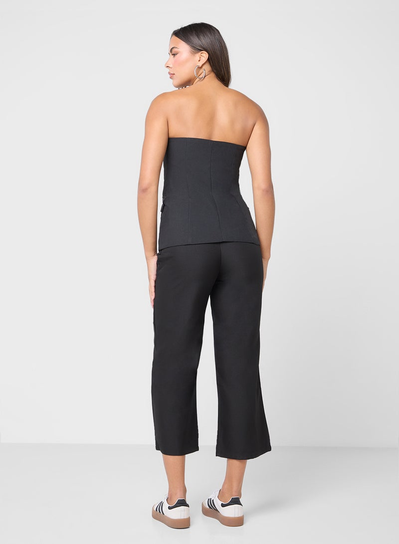 Ginger Sweetheart Neckline Off Shoulder Vest & Straight Fit Pant Coord Set - Image 2