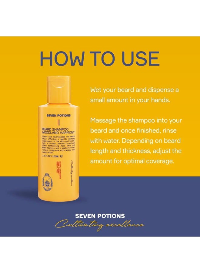 Seven Potions Beard Shampoo for Men — Gentle, Cleansing Wash for a Clean, Itch-Free Beard — Natural, Vegan, Cruelty-Free — (Woodland Harmony, 3.4 Fl Oz) - Image 5