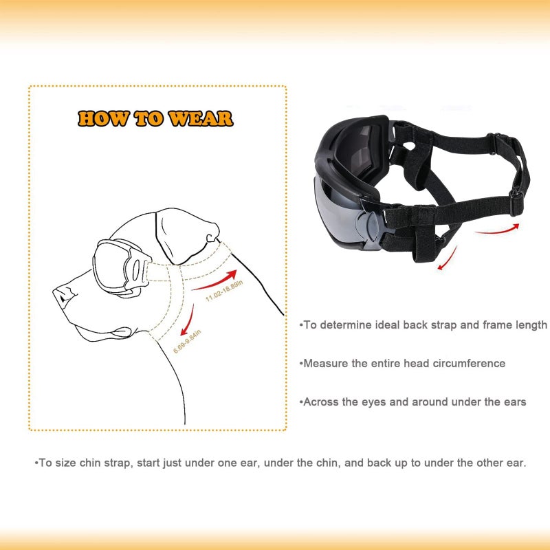 NVTED Dog Sunglasses/Goggles, UV/Wind/Dust/Fog Protection Pet Glasses Eye Wear with Adjustable Strap for Medium or Large Dog (Pack of 1) - Image 3