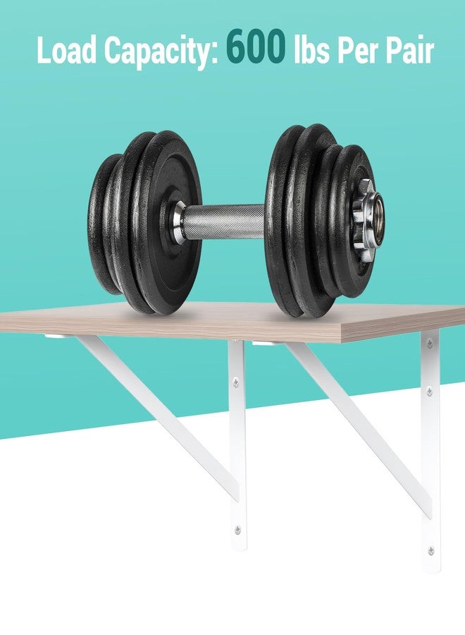 Home Master Hardware أقواس رفوف شديدة التحمل من هوم ماستر هاردوير، مقاس 16 × 10 بوصة، دعامات معدنية بيضاء للتثبيت على الحائط للرفوف، قوس زاوية على شكل حرف L للرفوف العائمة، عبوة من 4 قطع - Image 3
