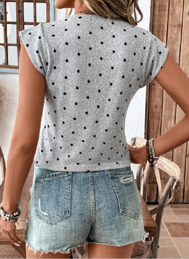Shein French Unique Niche Polka Dot Round Neck Wide Strap Camisole For Women, Summer Polka Dot Summer Ou  - Image 3