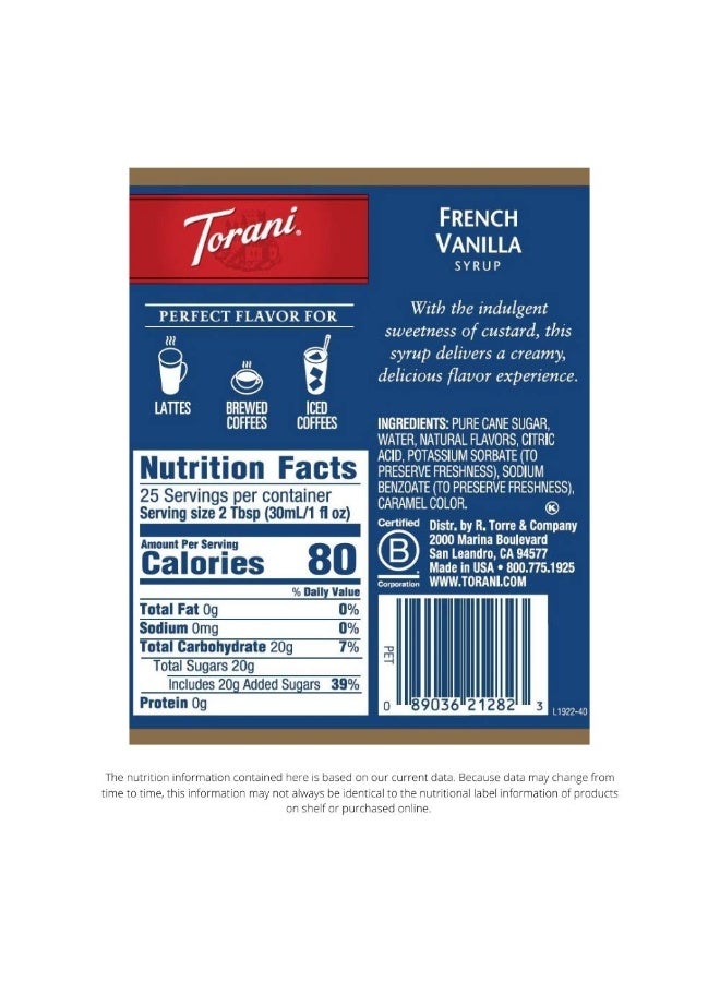 Torani Syrup French Vanilla 254 Ounces Pack of 4 - Image 3