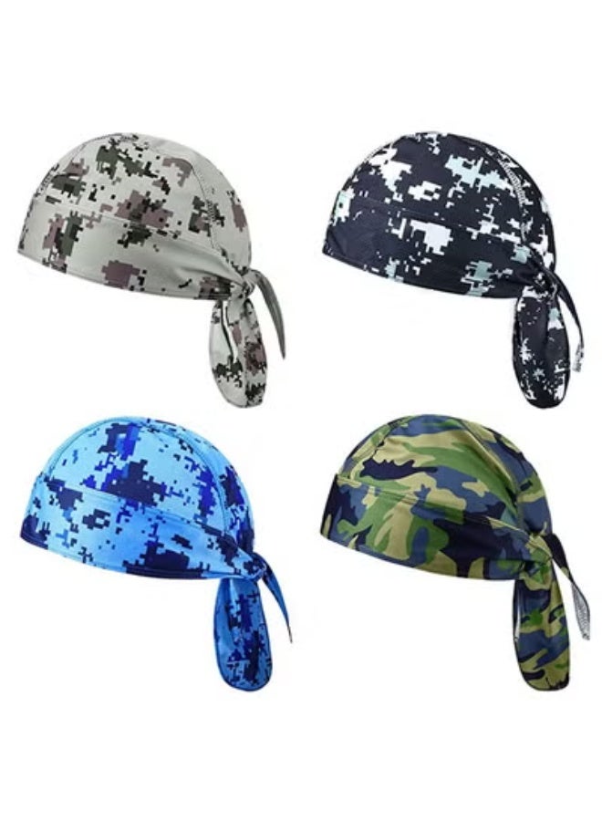 HOOTO 4 Pack Do Rag Skull Caps for Men Sweat Wicking Doo Rags Cooling Helmet Liner Cycling Motorcycle Bandana - Image 1