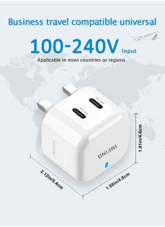 infino شاحن سريع بمنفذين 40 وات - USB-C PD بمعايير المملكة المتحدة - معتمد لأجهزة iPhone و Galaxy و iPad والمزيد  - Image 4