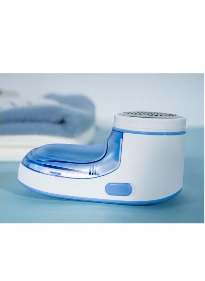 Generic Operated Fabric Lint Remover Blue/White-Fabric Shaver, Sweater Shaver with Stainless Steel 3-Leaf Blades and Safety Lock Protec  - Image 4