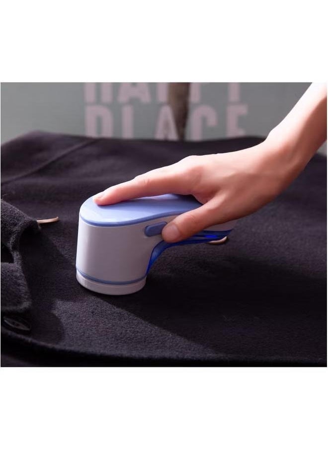 Generic Operated Fabric Lint Remover Blue/White-Fabric Shaver, Sweater Shaver with Stainless Steel 3-Leaf Blades and Safety Lock Protec  - Image 5
