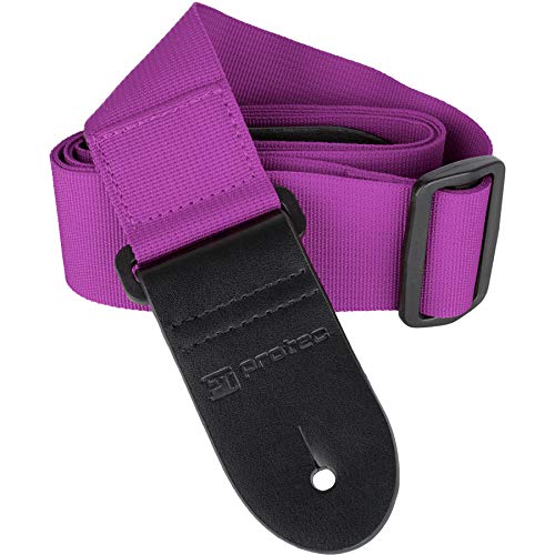 Protec Guitar Strap With Pick Pocket & Leather Ends Abdominal Support (POLYSTGR),Grape - Image 3