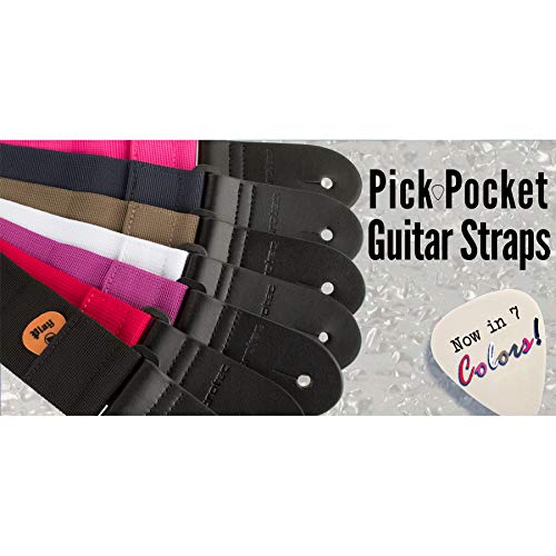 Protec Guitar Strap With Pick Pocket & Leather Ends Abdominal Support (POLYSTGR),Grape - Image 5