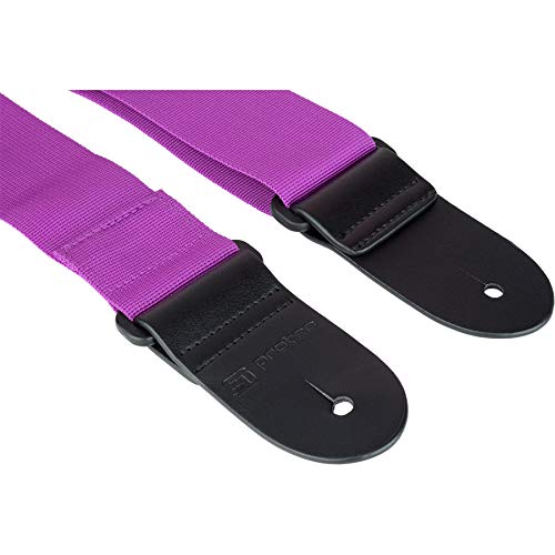Protec Guitar Strap With Pick Pocket & Leather Ends Abdominal Support (POLYSTGR),Grape - Image 2
