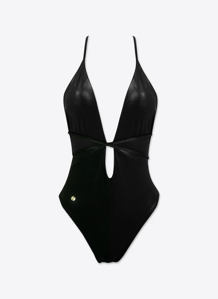 ملابس سباحة اي بي واي Kareena nero plunge neckline lustrous swimsuit