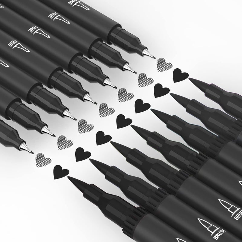 Mogyann Drawing Pens, 12 Pack Dual Brush Pens Black Markers for Art Drawing Sketching - Image 4