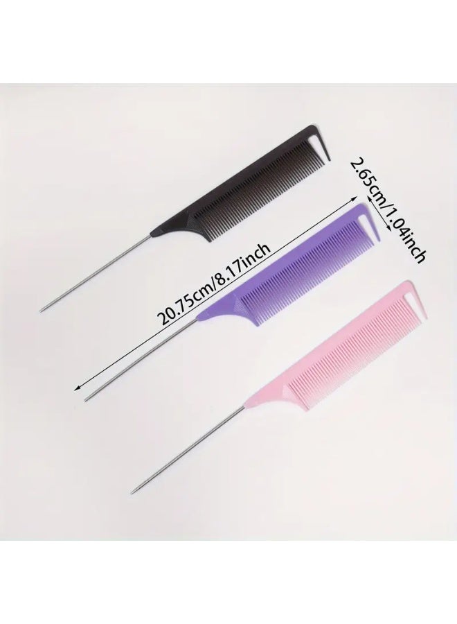 LANGMANNI Split Teasing Steel Needle Comb 3pcs, Scaled Stainless Steel Steel Needle Fine Tooth Hair Comb Multi-Color Hair Salon - Image 5