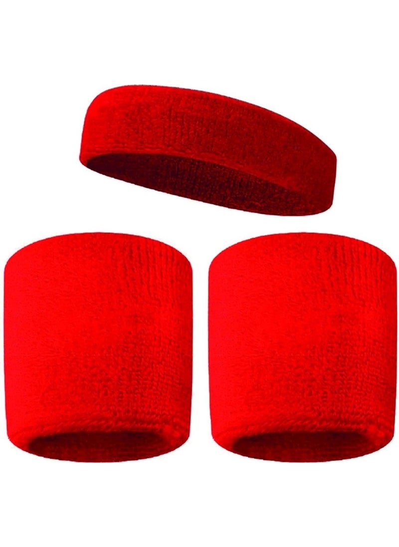 CK Spor ts Towel Headband Athlete Sweat Headband and 2 Piece Towel Wristband Set  - Image 1
