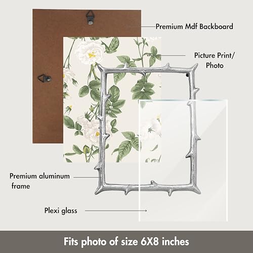 BEHOMA Silver Elegant Metal Twig Designer Rectangular Photo Frame Tabletop - Perfect For Home Decor, Table Decor | Best Gift For Home Decor, Birthday, Anniversary (4X6 Inches) & (6X8 Inches) Set Of 2 - Image 4