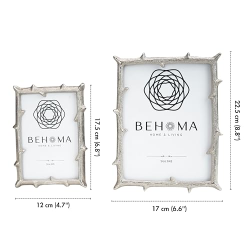 BEHOMA Silver Elegant Metal Twig Designer Rectangular Photo Frame Tabletop - Perfect For Home Decor, Table Decor | Best Gift For Home Decor, Birthday, Anniversary (4X6 Inches) & (6X8 Inches) Set Of 2 - Image 5