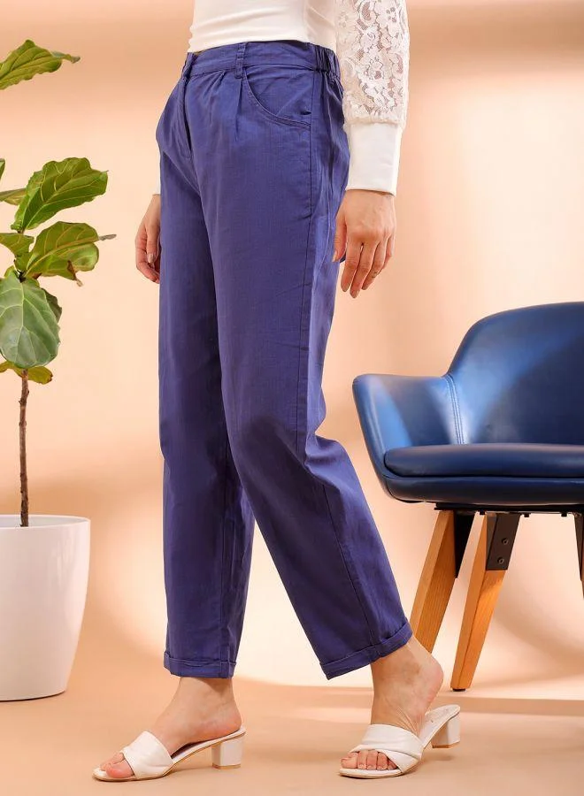 Freehand  Women Regular Fit Solid Mid-Rise Pleated Pants for Women | Best Price UAE