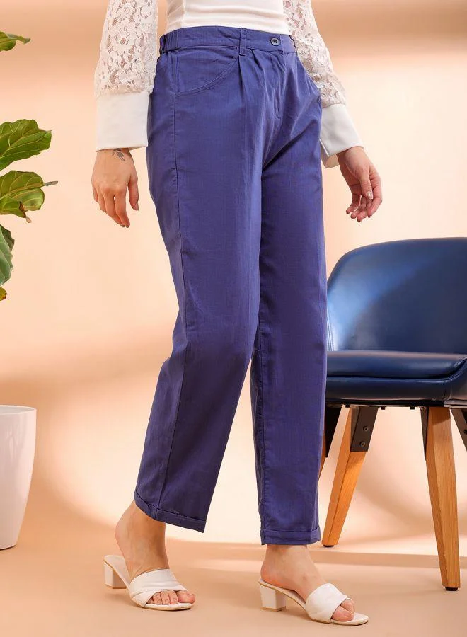 Freehand  Women Regular Fit Solid Mid-Rise Pleated Pants for Women | Best Price UAE