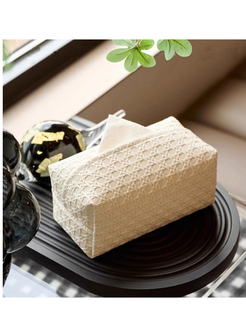 DB Innov. Tissue Box Cover, Waterproof PU Leather Tissue Boxes holder, Vine Woven Pattern Rectangular Tissue Boxes, Living Room Bathroom Vanity Tissue Case, Office Desk Car Tissue Holder, Home Decorations (Five Colors) - Image 3