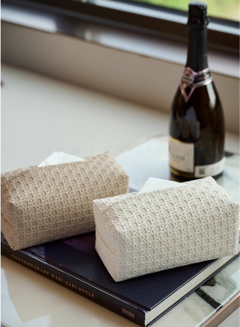 DB Innov. Tissue Box Cover, Waterproof PU Leather Tissue Boxes holder, Vine Woven Pattern Rectangular Tissue Boxes, Living Room Bathroom Vanity Tissue Case, Office Desk Car Tissue Holder, Home Decorations (Five Colors) - Image 4