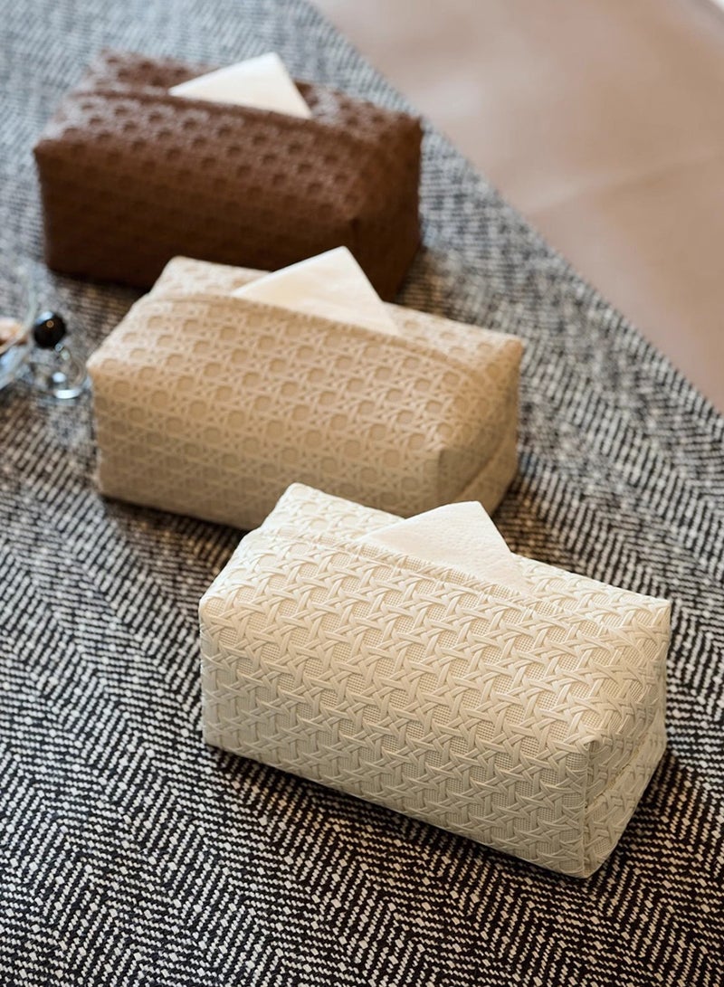 DB Innov. Tissue Box Cover, Waterproof PU Leather Tissue Boxes holder, Vine Woven Pattern Rectangular Tissue Boxes, Living Room Bathroom Vanity Tissue Case, Office Desk Car Tissue Holder, Home Decorations (Five Colors) - Image 5
