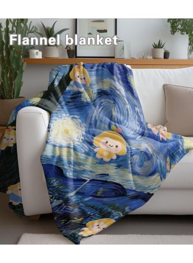 بطانية رقيقة من الفانيلا الكرتونية للأطفال والرضع (دافئة ومريحة، ومناسبة للنوم والألعاب) 70 سم * 100 سم