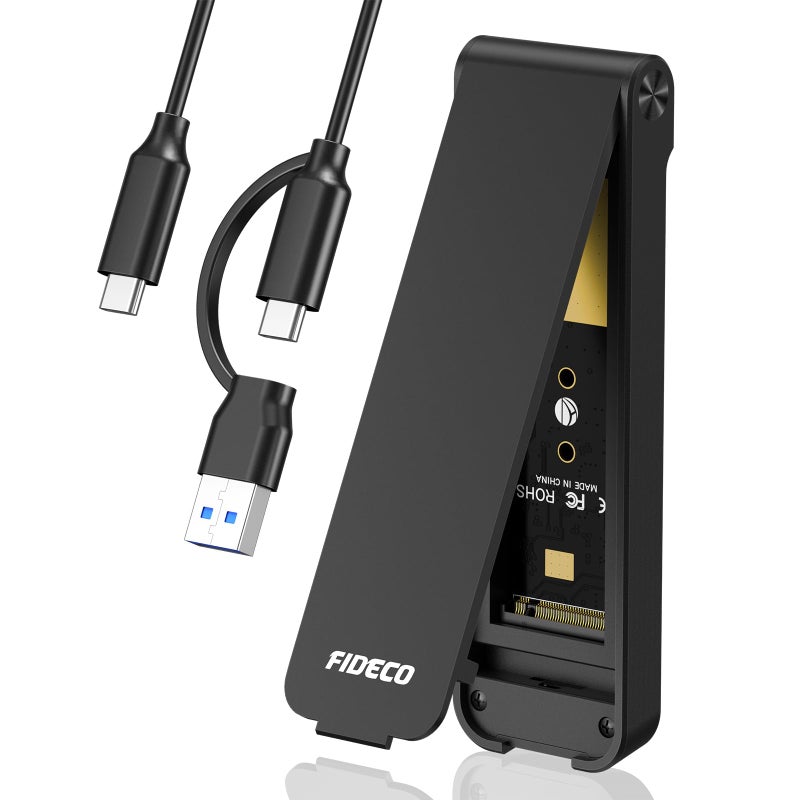 FIDECO M.2 NVMe SSD Enclosure, M.2 NVMe to USB Adapter, USB 3.2 Gen 2 (10Gbps) SSD Reader for M & M+B Key, Sandwich Style Design, Tool-Free Installation, Support UASP and Trim - Image 1