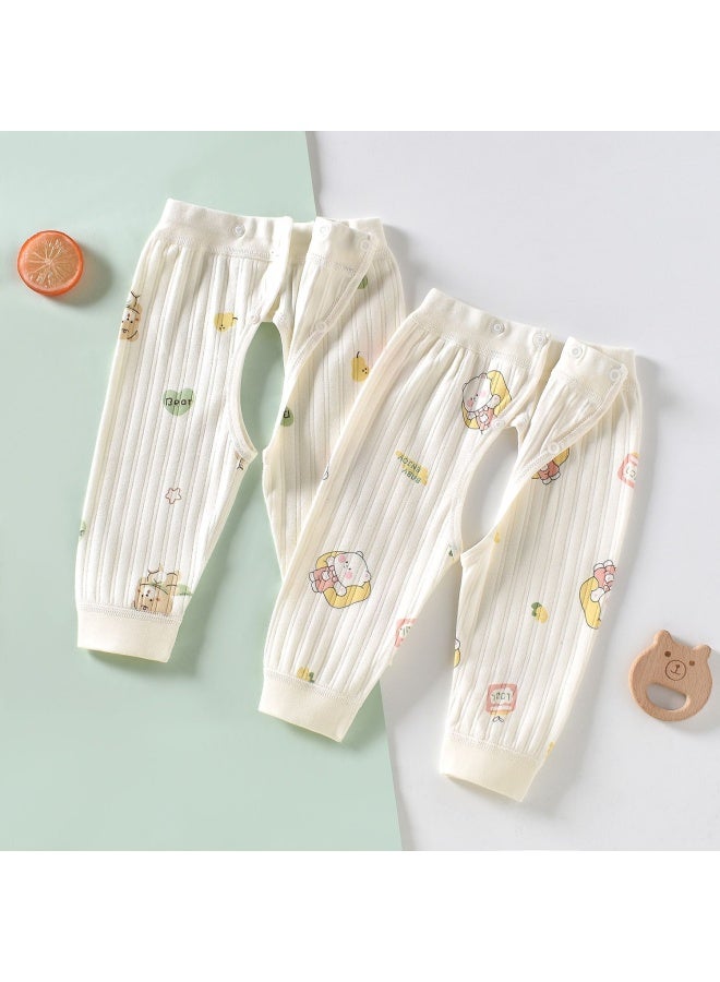 0-1 Year Old Newborn Baby Pants Men's Cotton Long Johns Adjustable Open-crotch Pants Belly Velcro Spring And Autumn Women