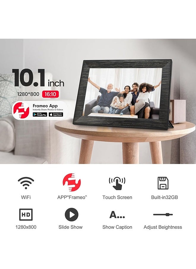 XiuWoo - Frameo WiFi Digital Picture Frame with 10.1 Inch IPS Touch Screen,Loading Pictures to 32GB Smart Digital Photo Frame via Frameo App,Rotation and Backup to SD Card Automaticly - Image 1