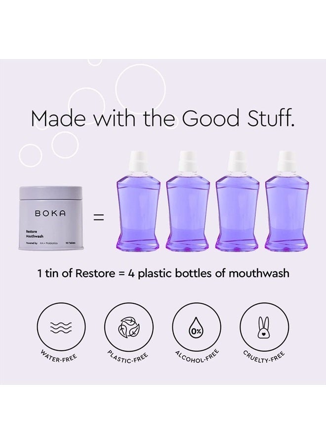 BOKA Travel Size Mouthwash Tablets - Hydroxyapatite, Fluoride/Alcohol Free & Eco-Friendly - Chewable Tablet to Freshen & Kill Bad Breath Quickly, Remineralize Teeth Cleansing - 90 Pack - Image 3