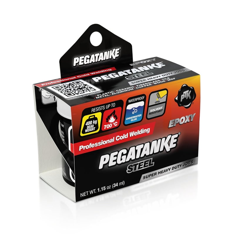 Pegatanke - Steel 2 Part Epoxy Resin | Professional Cold Weld Adhesive | High Strength Liquid Metal Glue | General Repair & Plastic | High Temperature Epoxy for Cold Welding Waterproof Bonds (1.15 oz) - Image 1