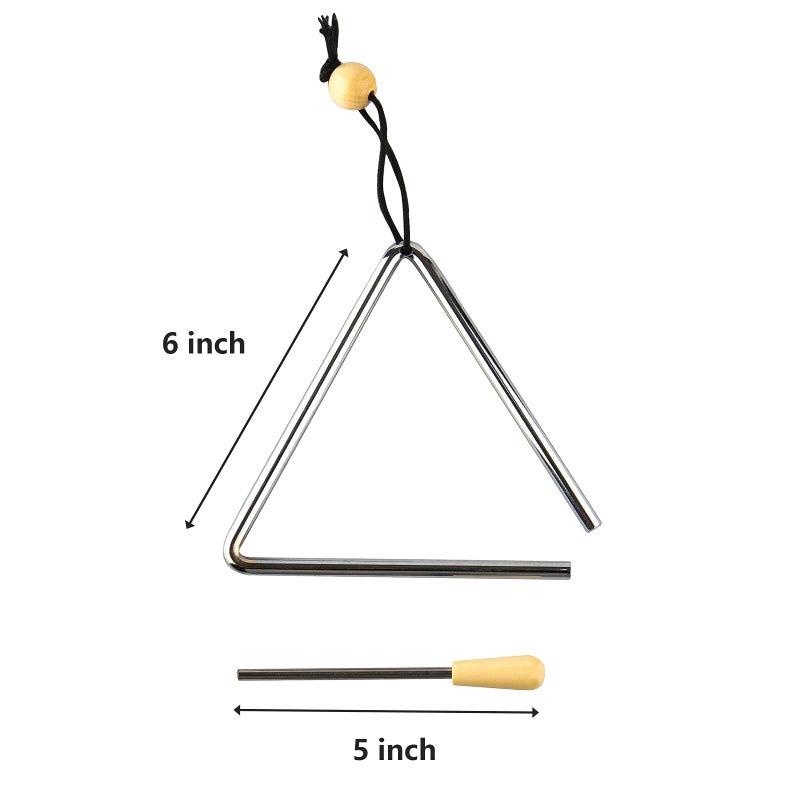Musfunny Triangle Musical Instrument with Striker, Rhythm Steel Triangles Hand Percussion (6 inch) - Image 4