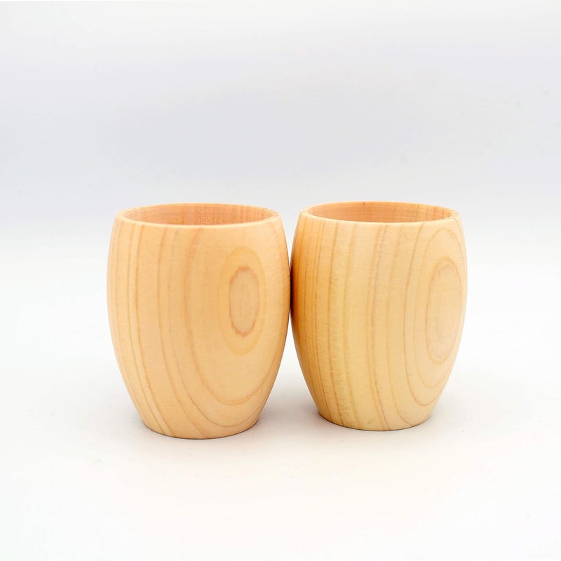 IPPINKA Japanese Traditional Wooden Sake Cups, Set of 2, Handmade in Japan, Made of Hinoki Japanese Cypress - Image 2