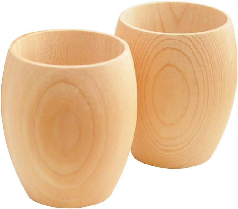 IPPINKA Japanese Traditional Wooden Sake Cups, Set of 2, Handmade in Japan, Made of Hinoki Japanese Cypress - Image 1
