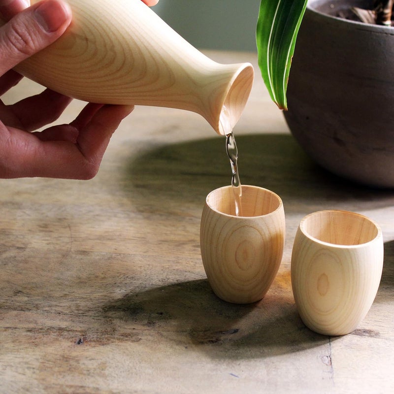 IPPINKA Japanese Traditional Wooden Sake Cups, Set of 2, Handmade in Japan, Made of Hinoki Japanese Cypress - Image 3