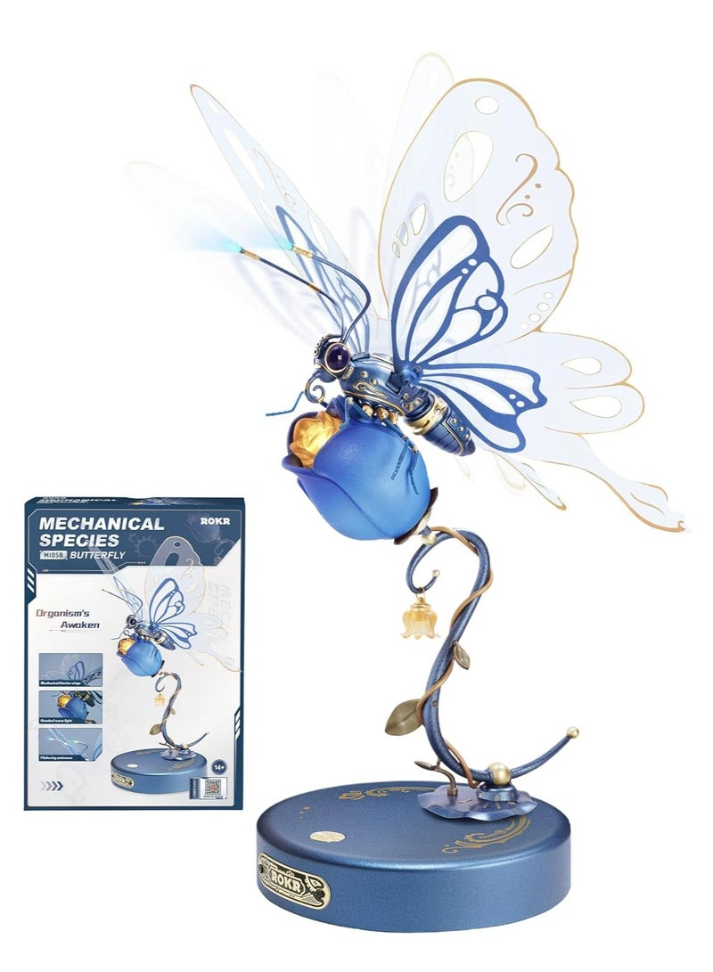 Robotime ROKR 3D Puzzle Butterfly Blue MI05B, DIY Mechanical Puzzle with Realistic Design, Decorative DIY Crafts/Birthday Gifts/Home Decor, Ideal Gift for Girls & Boys, Teens & Adults - Image 1