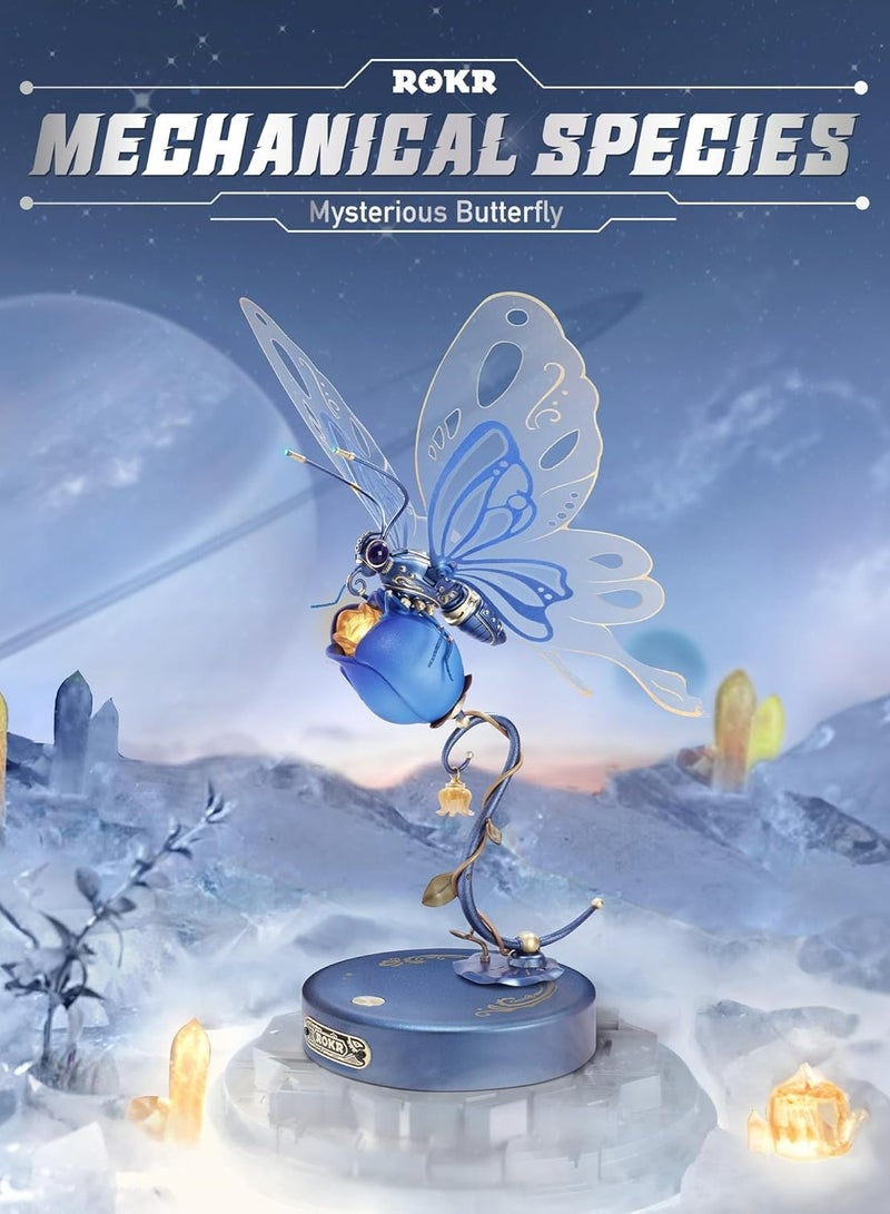 Robotime ROKR 3D Puzzle Butterfly Blue MI05B, DIY Mechanical Puzzle with Realistic Design, Decorative DIY Crafts/Birthday Gifts/Home Decor, Ideal Gift for Girls & Boys, Teens & Adults - Image 4