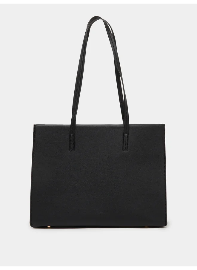 ستايلي Styli Plain Tote Bag with Zip Closure