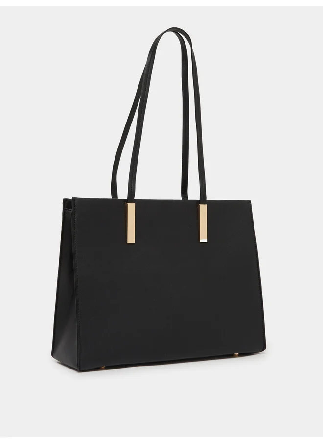 ستايلي Styli Plain Tote Bag with Zip Closure