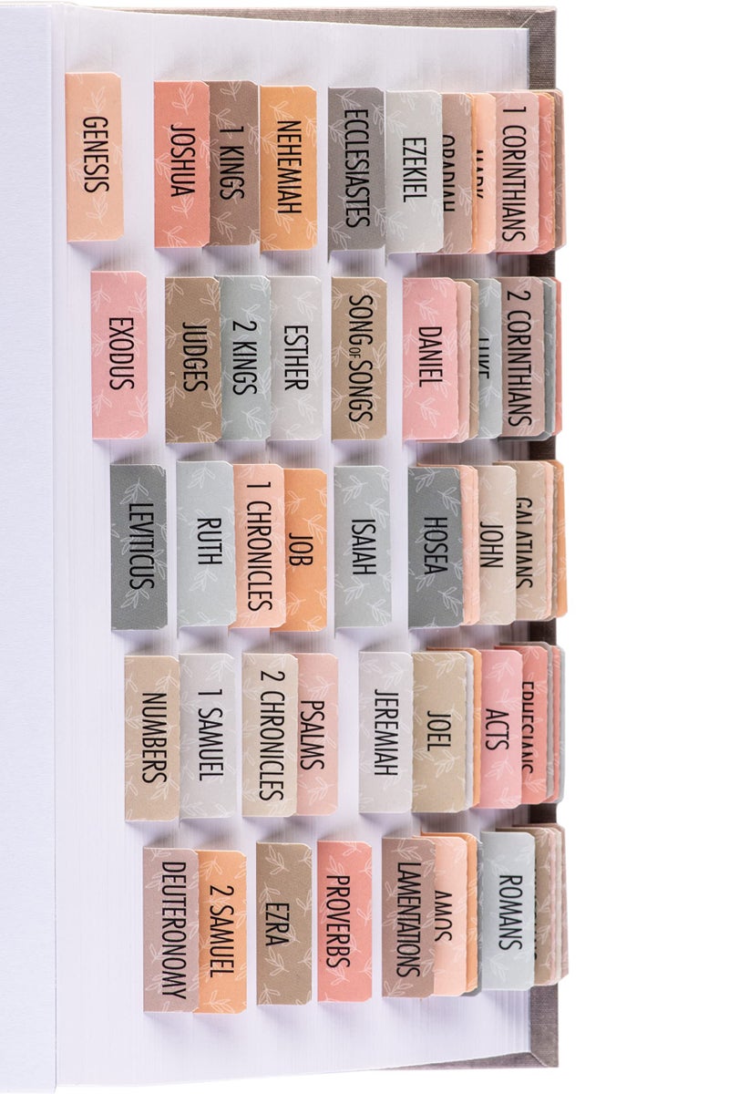 DiverseBee Laminated Bible Tabs (Large Print, Easy to Read), Bible Journaling Supplies, Bible Book Tabs, Christian Gift, 66 Bible Tabs Old and New Testament, Includes 11 Blank Tabs (Earthy) - Image 1