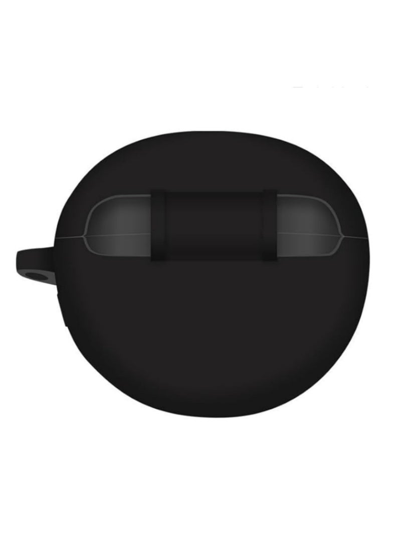 For Huawei Free Clip Earphone Silicone Protective Case Full Coverage Dustproof Shockproof Cover with Metal Carabiner Clip for Easy Carry Enhanced Grip Black  - Image 4